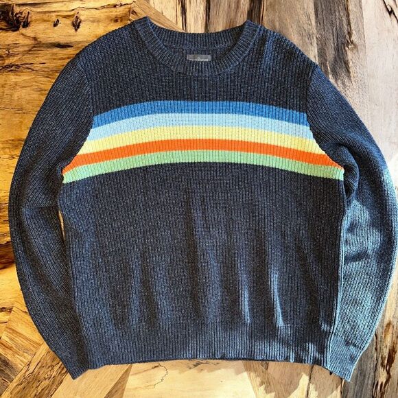LL Bean Signature Shaker Stitch Stripe Crewneck Sweater Mens XL Blue Cotton - Picture 10 of 10